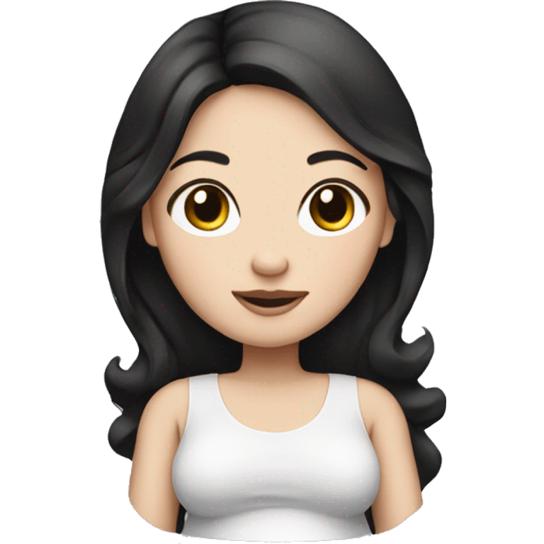 Pregnant girl with white skin and black hair emoji