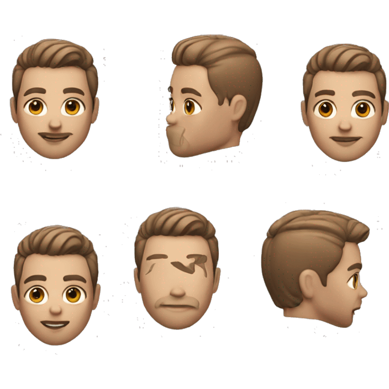 memoji white male 30 years old, dark brown long hair in a bun emoji