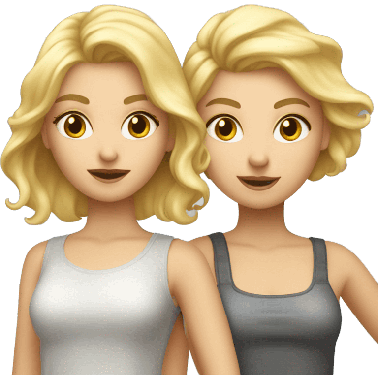 Deux filles qui s’embrassent une blonde cheveux court et une brume cheveux courts  emoji