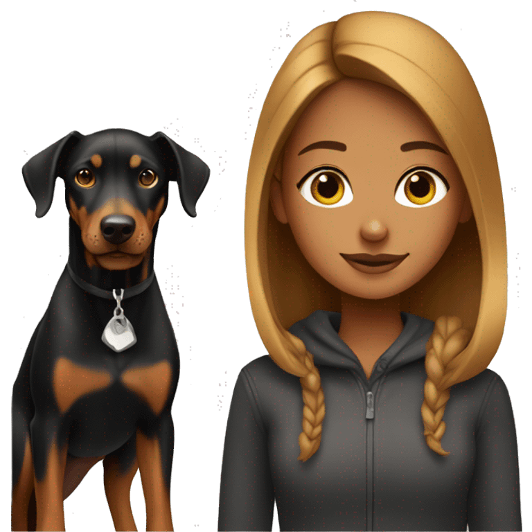 girl with doberman  emoji