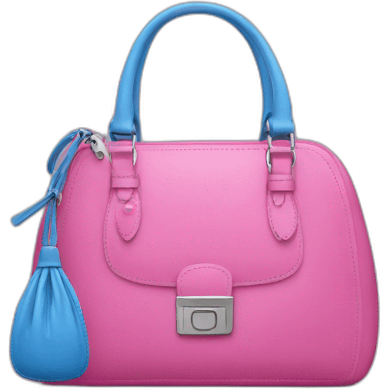 pink bills in a blue purse. emoji