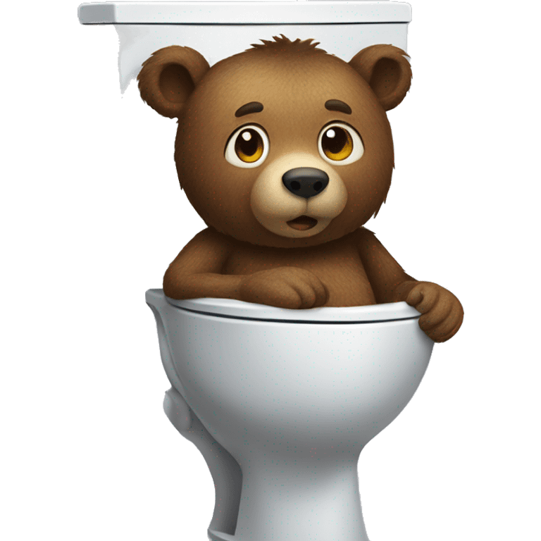 A funny bear using the toilet emoji