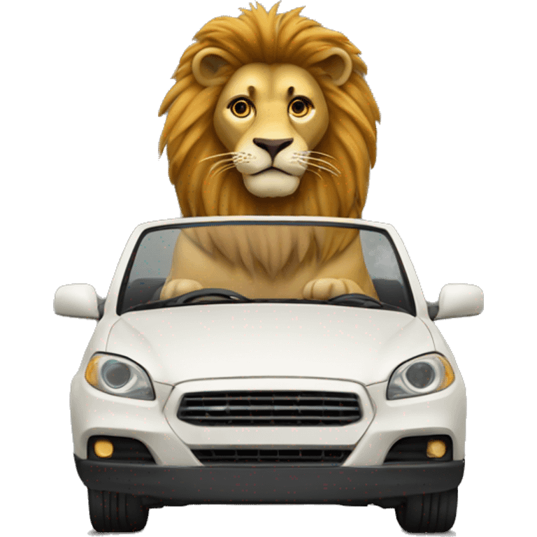 Lion driving car emoji