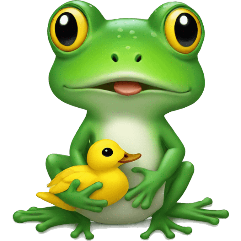 Frog holding a duck emoji