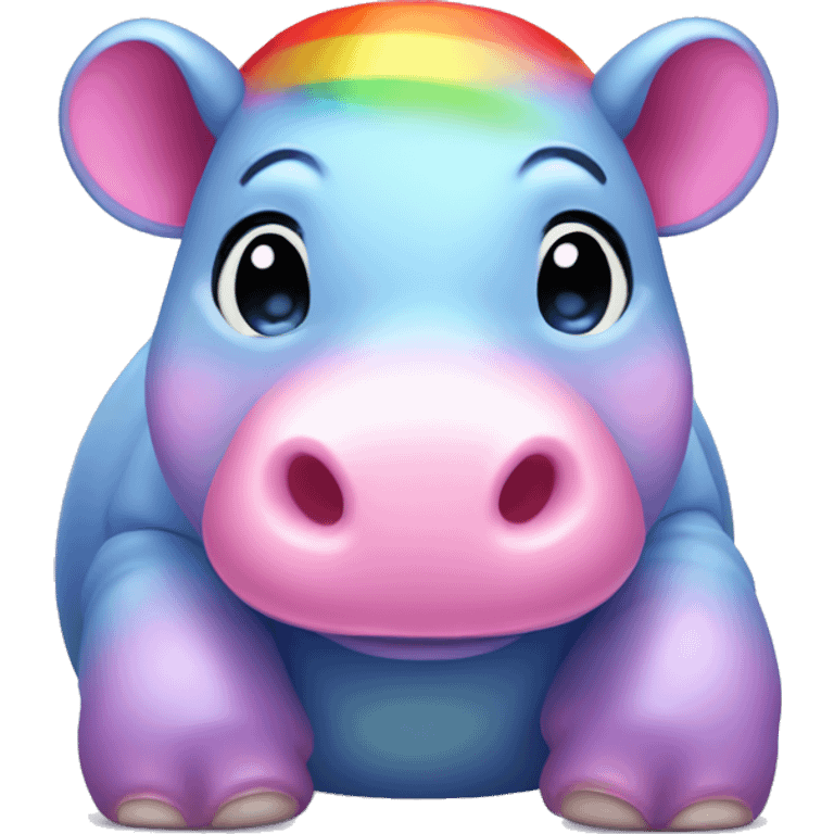 Kawaii rainbow hippo  emoji