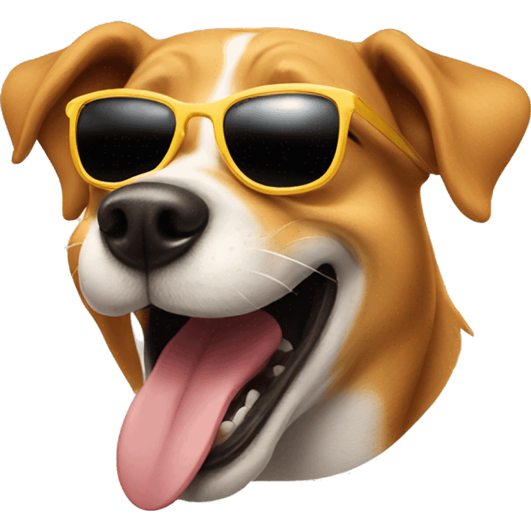 Dog laughing with sun glasses emoji