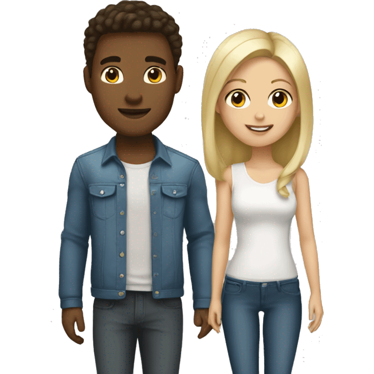 Brunette girl and blonde boyfriend  emoji