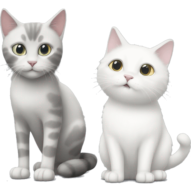 A tall white cat and small fluffy grey cat emoji