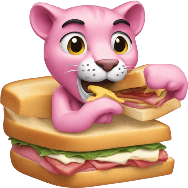 Pink panther eating sandwich  emoji