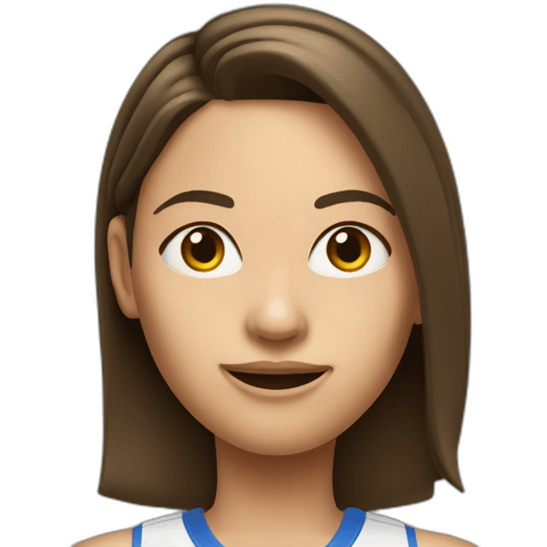 brunette female tennis player pointed nose emoji