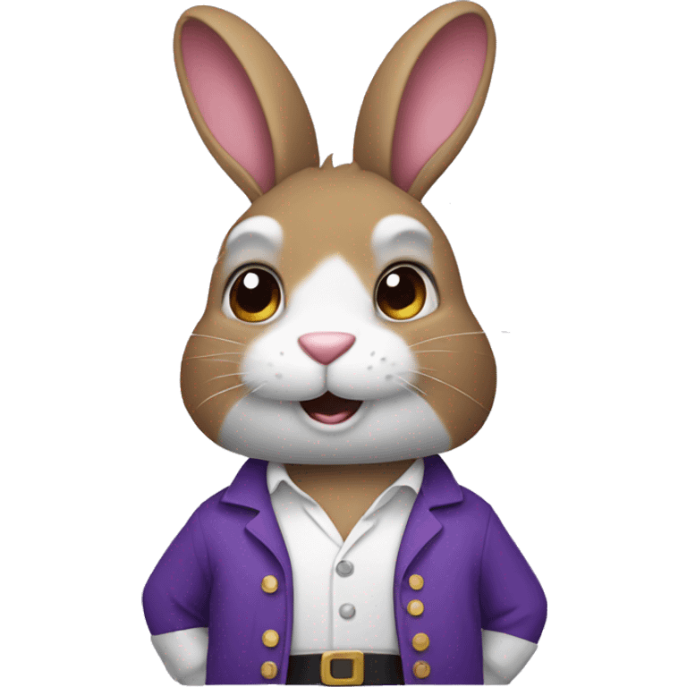 Rabbit wearing purple costume and white shirt  emoji