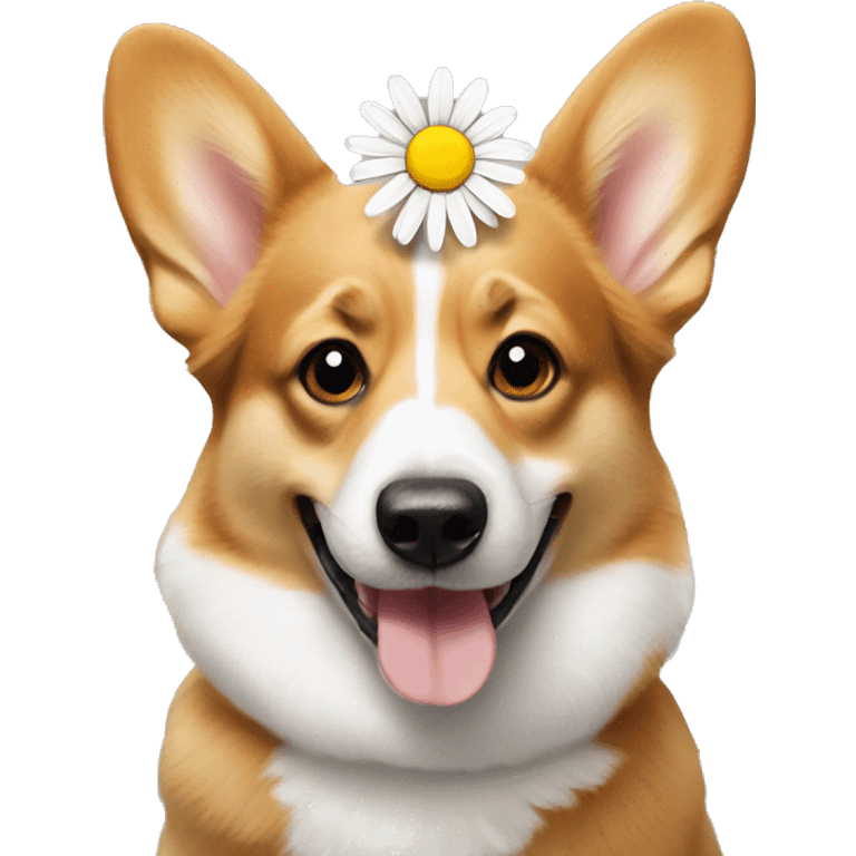 Corgi with a daisy emoji