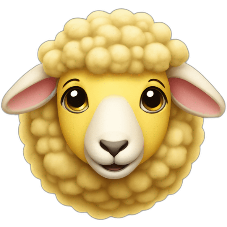 Yellow fleece sheep with big eyes and happy face emoji