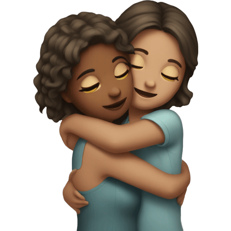 Girl hugs girl, in love emoji