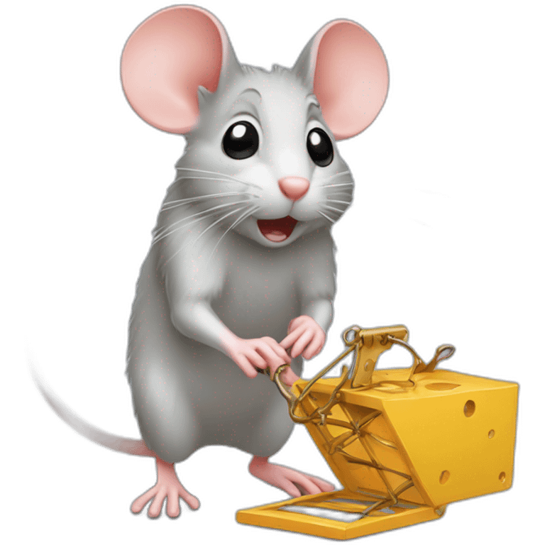 a mouse captured by a mouse trap emoji