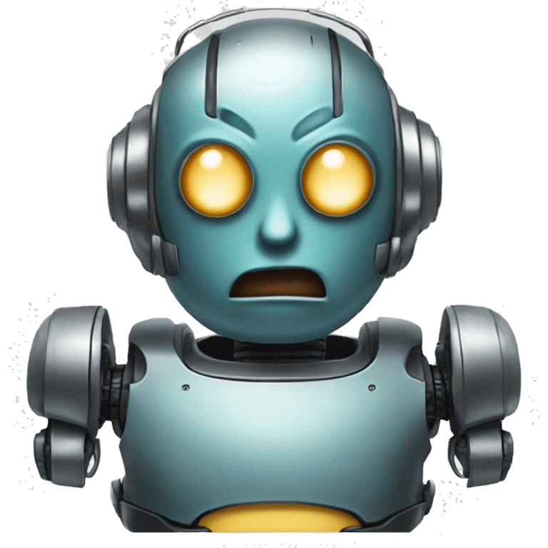 the unamused face emoji looking sideways but as a robot emoji