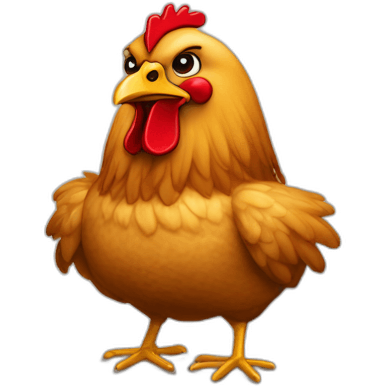 une poule a cote d'un KFC emoji