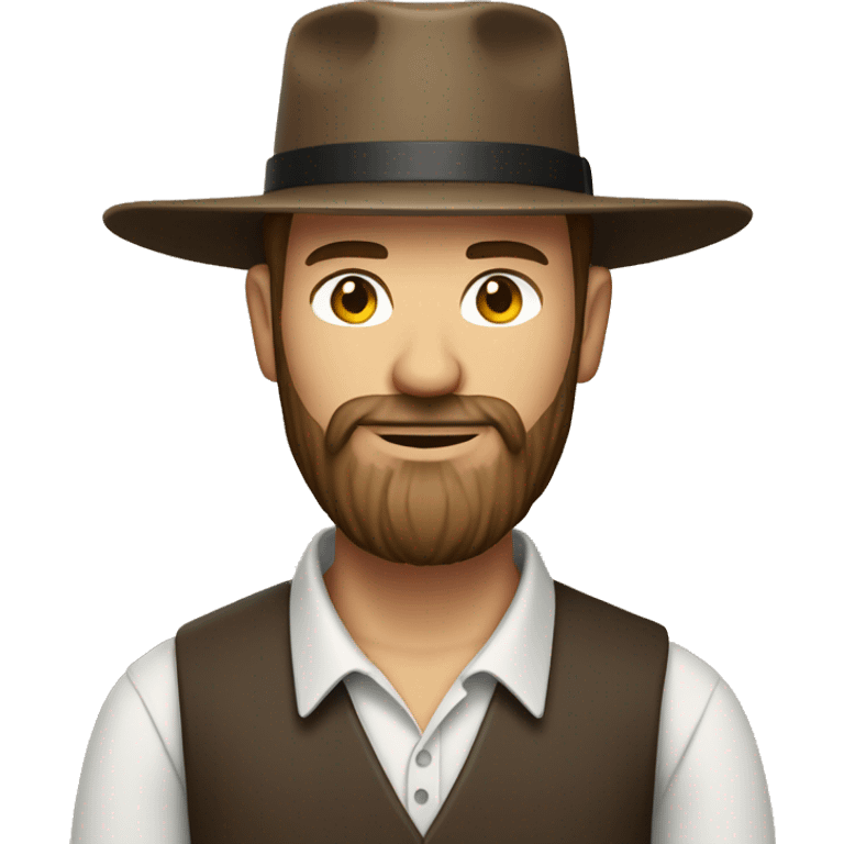 Amish man white with brown straw hat building a building with beard emoji