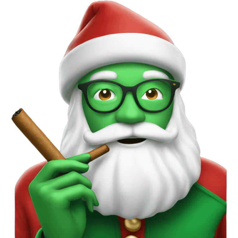 White Santa smoking green cigar  emoji