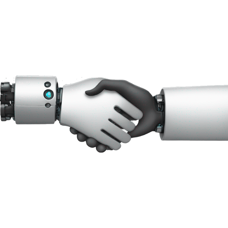 a human hand shaking a robot hand  emoji