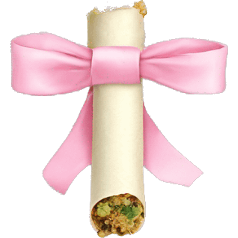 Rolled cbd joint with light baby pink ribbon on it emoji