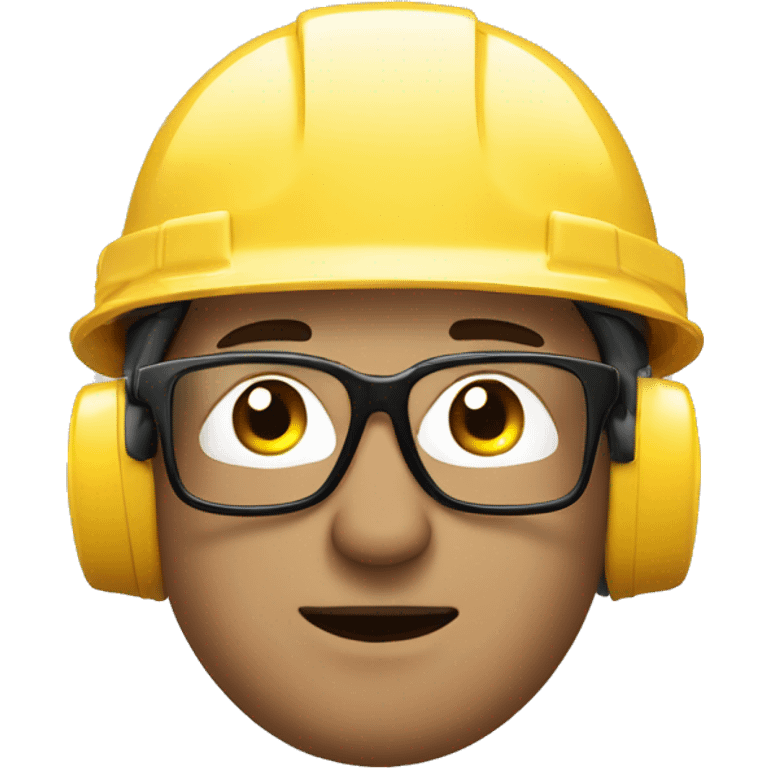 Caucasianman wearing safety helmet, glases and earplugs emoji