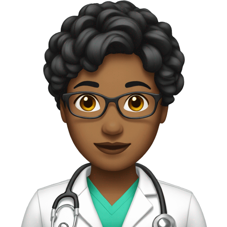 Woman doctor brown skin short black twist hair emoji