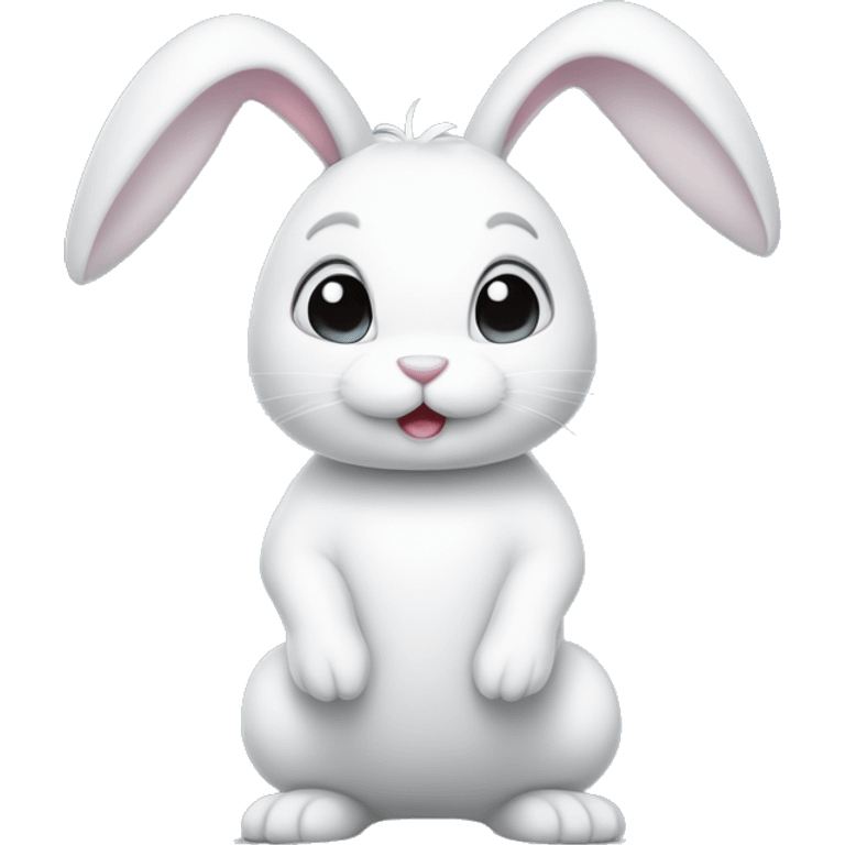 White bunny with airplane ears, standing on its hind legs emoji