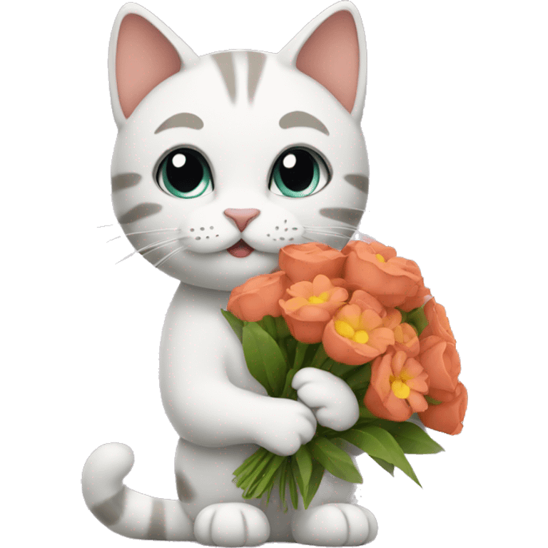 cat holding flowers emoji