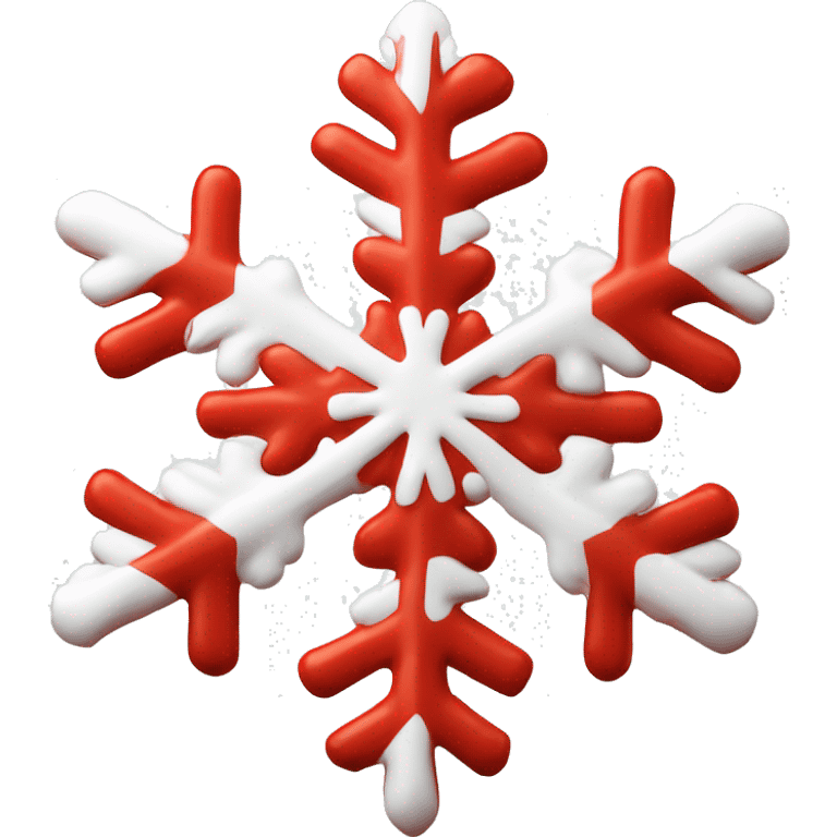 Realistic red and white stripe snowflake isolated. emoji