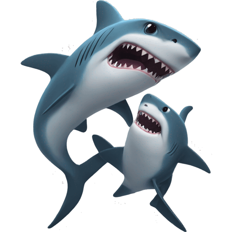 2 sharks hugging emoji