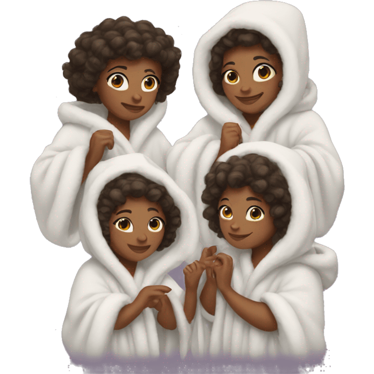 sisters in fluffy robes emoji