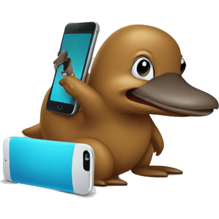 the platypus is holding the phone emoji