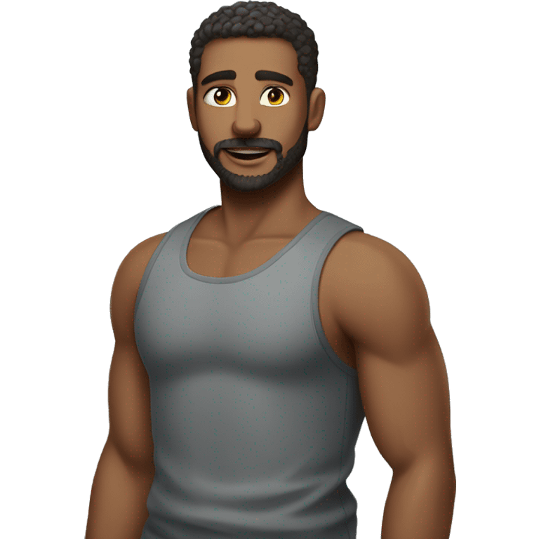 confident man with facial hair wearing a tank top emoji