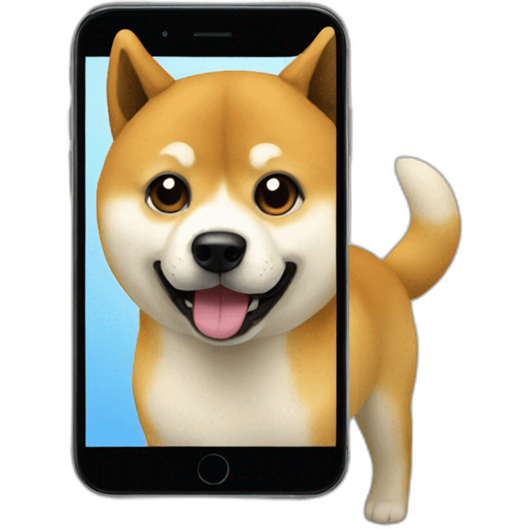 meme doge with phone emoji