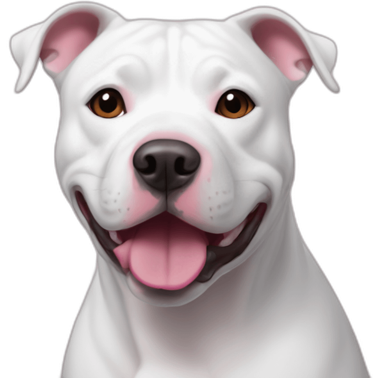 white staffy with pink around his nose emoji