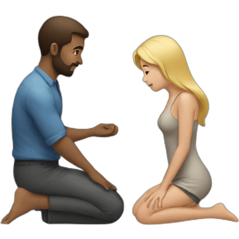 Woman on knees facing man emoji