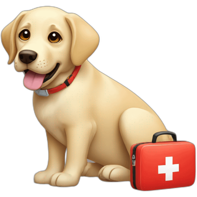 Labrador with first aid kit emoji