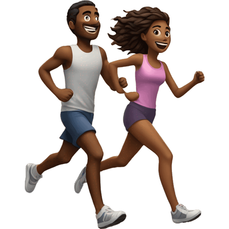 Guy and girl running to sunset  emoji