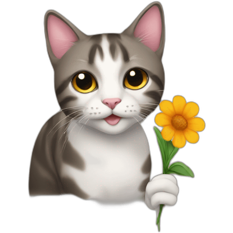 a cat with a flower emoji