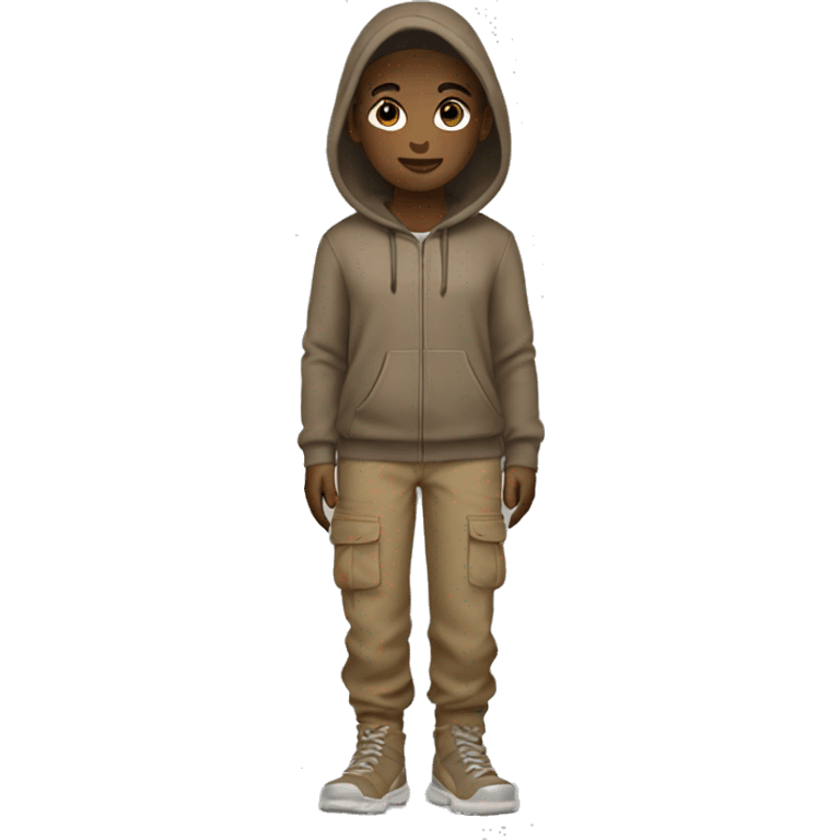 Light brown hoodie and cargo pants outfit emoji