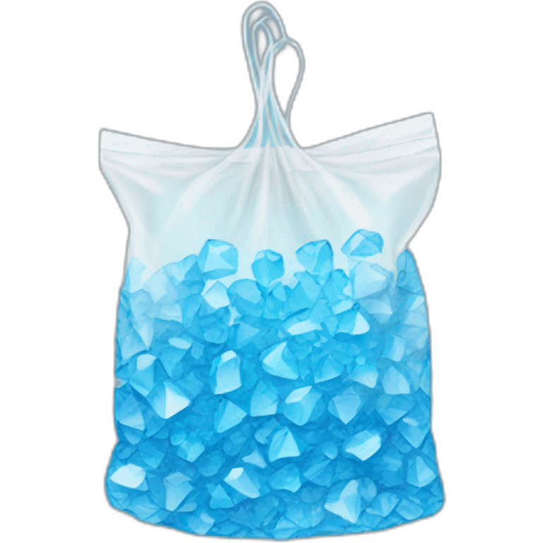 plastic bag with white blue crystals emoji