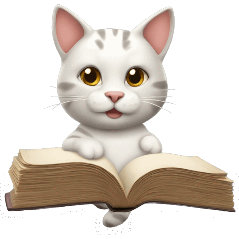 Cat reading a book ￼ emoji