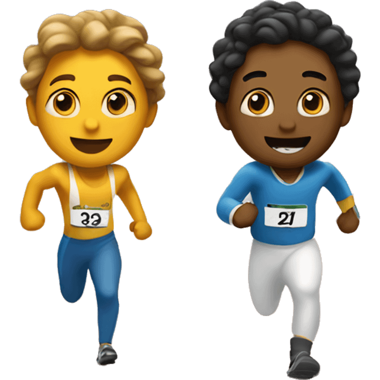 Two characters Race to Finish Line emoji