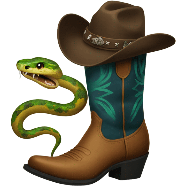 Snake wearing cowboy boots emoji