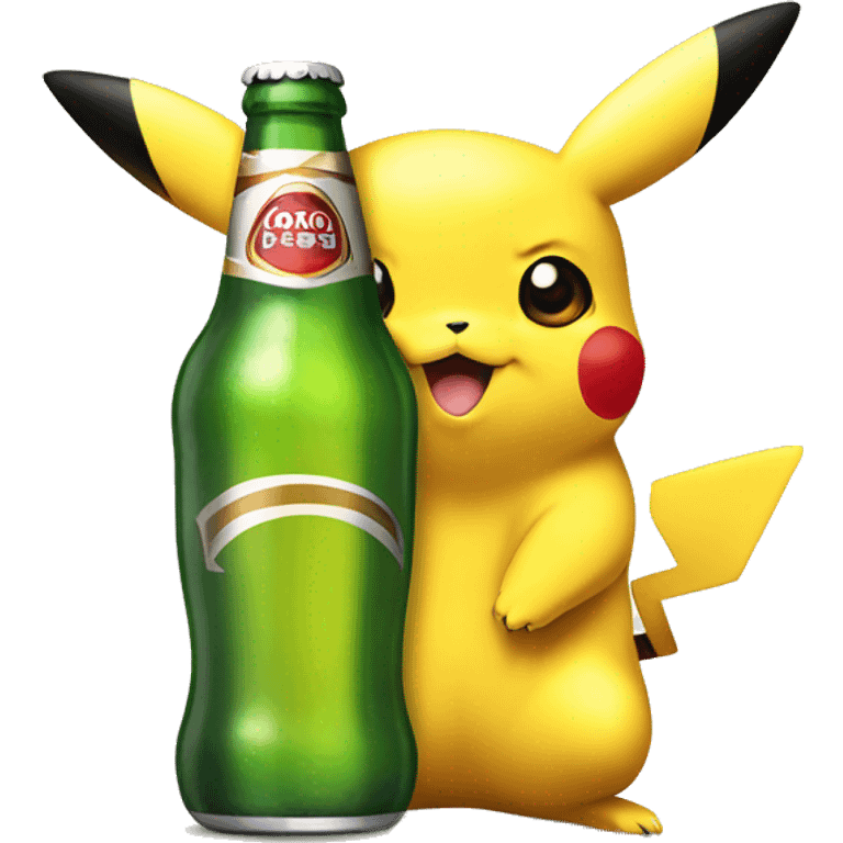 Pikachu avec une bière emoji