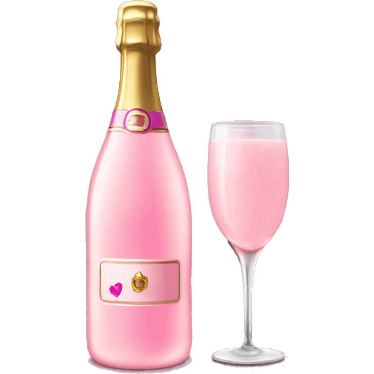 pink champagne bottle with pink still glass emoji