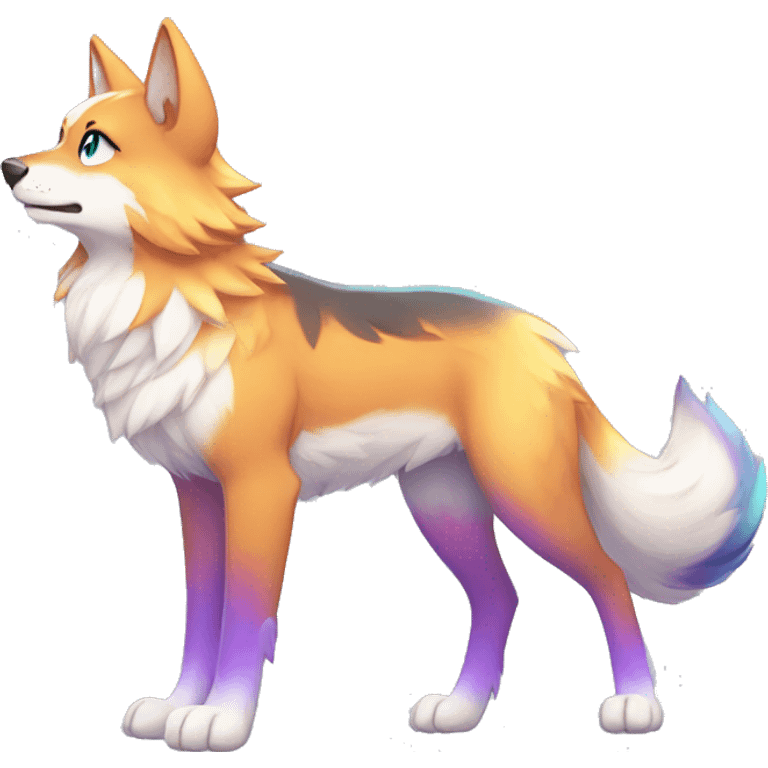 Colorful Shiny Fionbri-Falvie-sparkle-wolf-sona with markings full body emoji