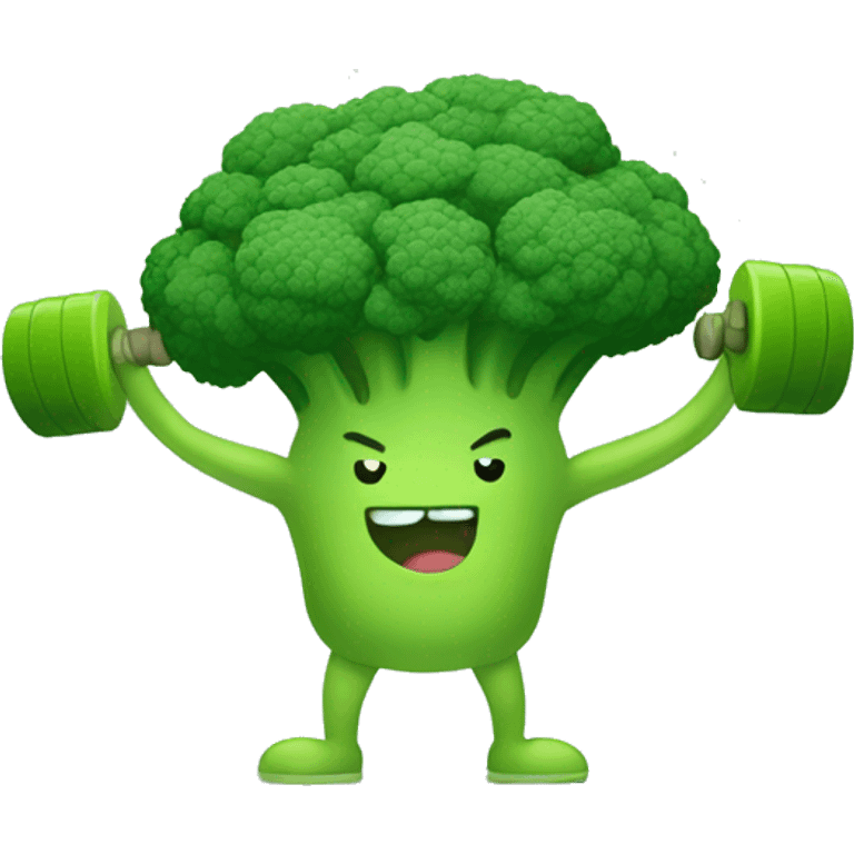 kawaii cute strong broccoli exercising in the gym emoji