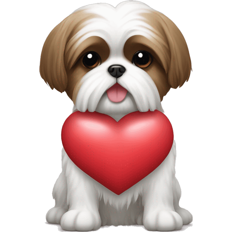 Shih tzu holding a heart emoji